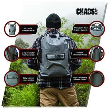 Chaos Ready Waterproof Dry Bag Backpack | Marine Dry Bag For Kayaking, Fishing, Gray,