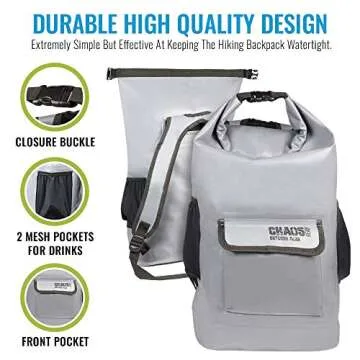Chaos Ready Waterproof Dry Bag Backpack | Marine Dry Bag For Kayaking, Fishing, Gray,