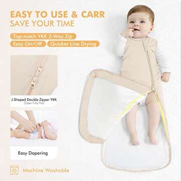 HAPIU Bamboo Baby Sleep Sack with 2-Way Zipper for Age 0-36