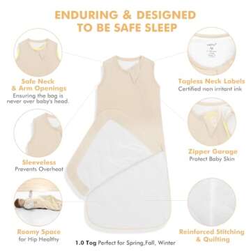 HAPIU Bamboo Baby Sleep Sack with 2-Way Zipper for Age 0-36