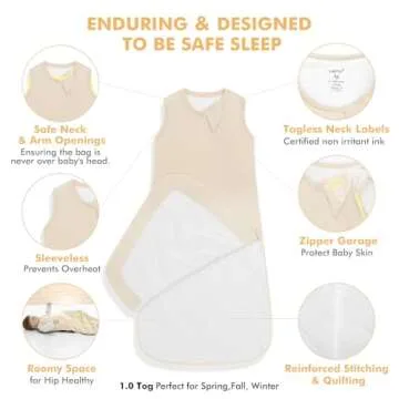 HAPIU Bamboo Baby Sleep Sack with 2-Way Zipper for Age 0-36