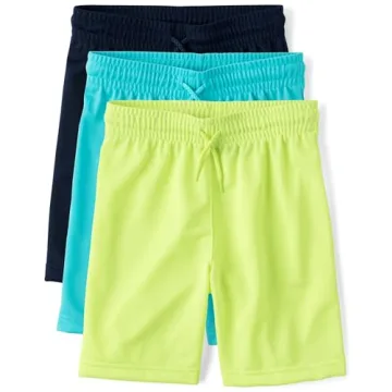 Children's Place Boys Athletic Basketball Shorts, Aqua 3-Pack, X-Large