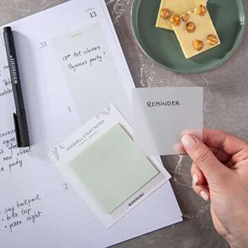 DiverseBee 50 Sheets Transparent Sticky Notes - Planner Accessories