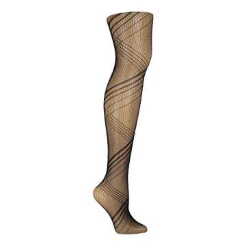 Steve Madden Women's Black Open Work Striped Tights