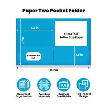 SUNEE Folders with Pockets(25 Pack, Assorted Colors), 2 Pocket Folders Fit Letter Size Paper, Paper ...