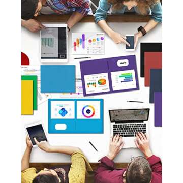 SUNEE Folders with Pockets(25 Pack, Assorted Colors), 2 Pocket Folders Fit Letter Size Paper, Paper File Folder for School Office Home Business