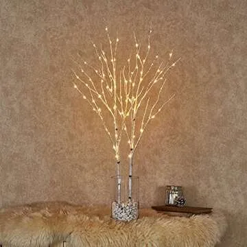 Hairui Lighted Twig Birch Branch with Fairy Lights 30IN