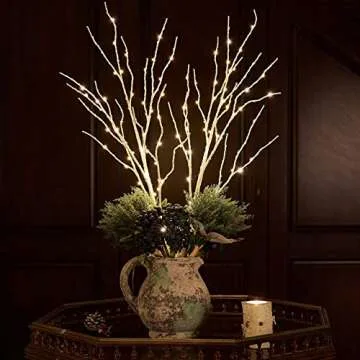 Hairui Lighted Twig Birch Branch with Fairy Lights 30IN