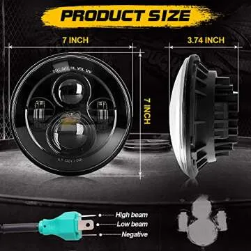 SPL 7 Inch Round LED Headlights for Jeep and Hummer