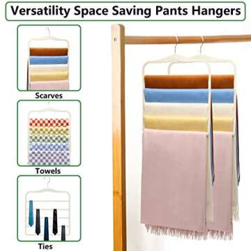 Pants Hangers Space Saving,Organization and Storage for Dorm Room Essentials for College Students Girls,Non-Slip Velvet Hangers,Multifunctional Pant Hanger Closet Organizer for Trousers Scarf-3 Pack