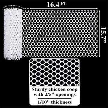 MAPORCH Upgraded 15.7IN x 16.4FT White Plastic Chicken Wire Fence Mesh, Included 1 Wire Cutting Scis...