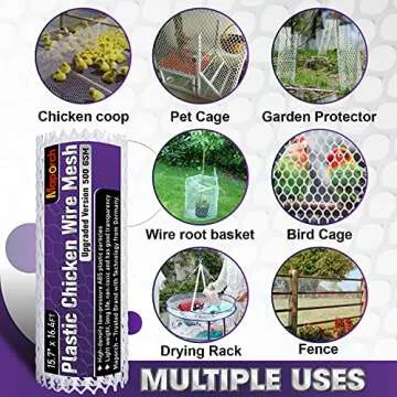 MAPORCH Upgraded 15.7IN x 16.4FT White Plastic Chicken Wire Fence Mesh, Included 1 Wire Cutting Scissor, Hexagonal Fencing Wire for Gardening, Poultry Fencing, Wire Frame for Crafts, Floral Netting