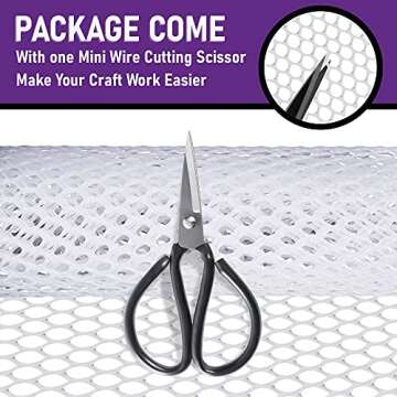MAPORCH Upgraded 15.7IN x 16.4FT White Plastic Chicken Wire Fence Mesh, Included 1 Wire Cutting Scissor, Hexagonal Fencing Wire for Gardening, Poultry Fencing, Wire Frame for Crafts, Floral Netting