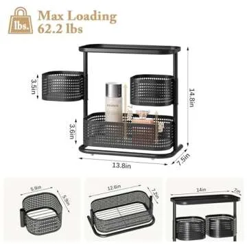 KINGRACK Bathroom Counter Organizer, 3 Tier Rotating Vanity Bedroom Storage cabinet, Cosmetic Holder Standing Shelf, Bathroom Tray for Countertop Storage, Kitchen Spice Rack, Black