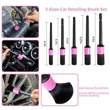 vioview Car Cleaning Detailing Kit Interior Cleaner, 14Pcs Car Cleaning Supplies with High Power Portable Car Vacuum Cleaner, Detailing Brush Set, Windshield Cleaner, Pink Car Accessories for Women
