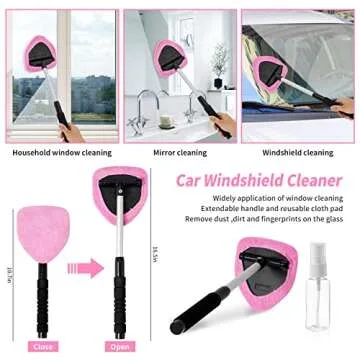 vioview Car Cleaning Detailing Kit Interior Cleaner, 14Pcs Car Cleaning Supplies with High Power Portable Car Vacuum Cleaner, Detailing Brush Set, Windshield Cleaner, Pink Car Accessories for Women