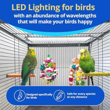 HappyBird Lighting Bird Cage Light with Chew Guard - Full Spectrum LED Pet Light - Simulates Natural...