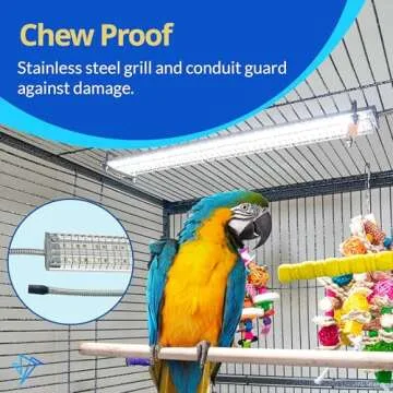 HappyBird Lighting Bird Cage Light with Chew Guard - Full Spectrum LED Pet Light - Simulates Natural Environment - Safe for Hookbill Birds – Easy to Install - (24" Long)