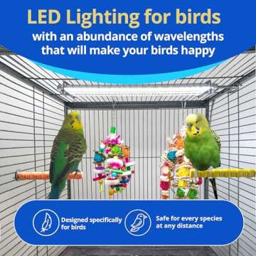 HappyBird Lighting Bird Cage Light with Chew Guard - Full Spectrum LED Pet Light - Simulates Natural Environment - Safe for Hookbill Birds – Easy to Install - (24" Long)