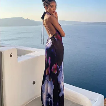 Snllz Sexy Y2K Open Back Maxi Dress for Women