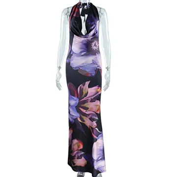 Snllz Sexy Y2K Open Back Maxi Dress for Women
