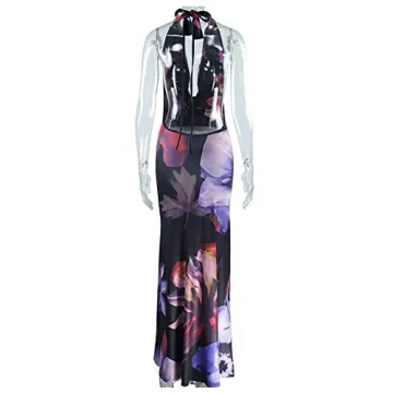 Snllz Sexy Y2K Open Back Maxi Dress for Women