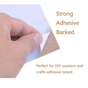 YYaaloa 24 Pcs Self-Adhesive Mini Squares Backing Cork Tiles Sheets 4"x 4" for DIY Coasters and DIY Crafts Cork Board Squares, Cork Tiles, Cork Mat (24pcs)