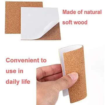 YYaaloa 24 Pcs Self-Adhesive Mini Squares Backing Cork Tiles Sheets 4"x 4" for DIY Coasters and DIY Crafts Cork Board Squares, Cork Tiles, Cork Mat (24pcs)
