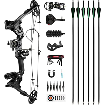 The7boX Compound Bow and Arrow Set 20-70 LBS Adjustable 320 Fps Speed,Paired with a Complete Set Acc...