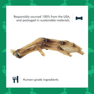 King Lou Pets - Whole Duck Feet for Dogs - Dehydrated Duck Dog Treats - USA-Made Dental Treats for Dogs - Collagen, Glucosamine, Chondroitin for Hip and Joint Health - 10 Count