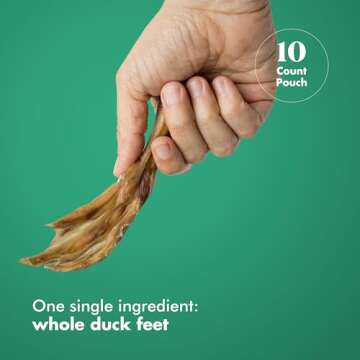 King Lou Pets - Whole Duck Feet for Dogs - Dehydrated Duck Dog Treats - USA-Made Dental Treats for Dogs - Collagen, Glucosamine, Chondroitin for Hip and Joint Health - 10 Count