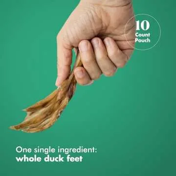 King Lou Pets - Whole Duck Feet for Dogs - Dehydrated Duck Dog Treats - USA-Made Dental Treats for Dogs - Collagen, Glucosamine, Chondroitin for Hip and Joint Health - 10 Count