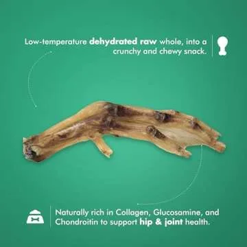 King Lou Pets - Whole Duck Feet for Dogs - Dehydrated Duck Dog Treats - USA-Made Dental Treats for Dogs - Collagen, Glucosamine, Chondroitin for Hip and Joint Health - 10 Count