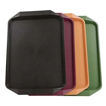 Durable Qskely Fast Food Trays - Set of 4 Colors for Easy Dining
