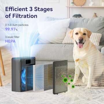 YARIKI Air Purifier for Pets Covers 1500 Sq Ft Quietly