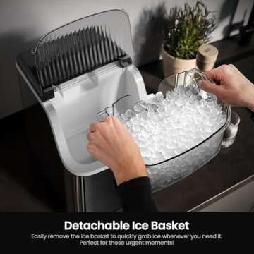 Kismile Nugget Ice Maker - Portable and Self-Cleaning Ice Machine