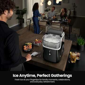 Kismile Nugget Ice Maker - Portable and Self-Cleaning Ice Machine