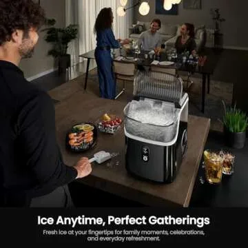 Kismile Nugget Ice Maker - Portable and Self-Cleaning Ice Machine