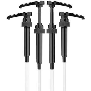 4-Pack Black Little Squirt Syrup Pumps for Coffee Syrup Bottles, Fits 750ml 25.4oz Torani, Skinny, D...