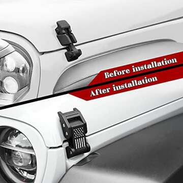 Seven Sparta Hood Latches Aluminum Hood Catch Compatible with Jeep Wrangler JK/JKU 2007-2017, JL/JLU...
