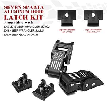 Seven Sparta Hood Latches Aluminum Hood Catch Compatible with Jeep Wrangler JK/JKU 2007-2017, JL/JLU 2018-2022 & Jeep Gladiator 2020-2022, 1 Pair (American Flag)