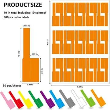 300pcs Cable Labels - 10 Colors Self Adhesive Waterproof Stickers for Cables