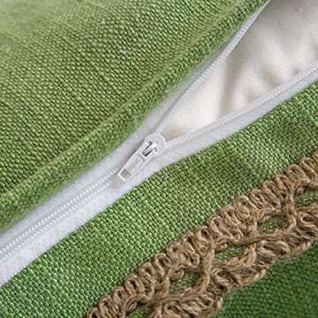 Phantoscope Pack of 2 Farmhouse Decorative Throw Decorative Pillow Cover Burlap Linen Pillow Covers Trimmed Tailored Edges Green, Plain, 12 x 20 inches, 30 x 50 cm