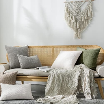 FIOUOVO Luxurious Chenille Pillow Covers Set of 2, Olive Green