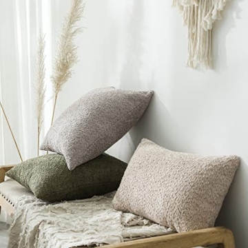 FIOUOVO Luxurious Chenille Pillow Covers Set of 2, Olive Green