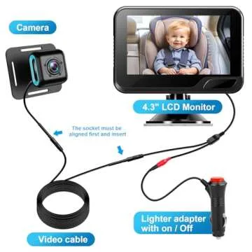 Baby Car Camera 4.3" HD Night Vision Baby Car Mirror- 1080P Rear Facing Baby Monitor with 120° Wide...
