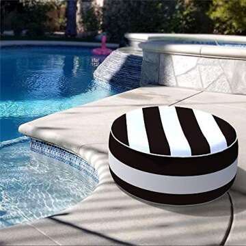 LVTXIII Outdoor Inflatable Ottoman, Fade-Resistant Round Footrest Stool D21”x H9”, Portable Pati...