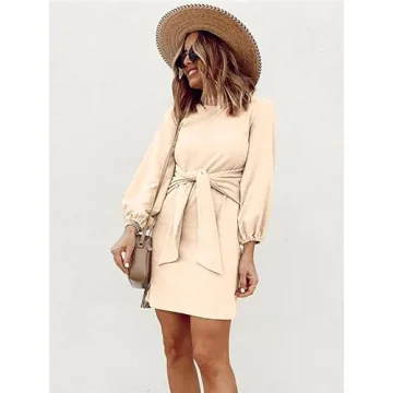 PRETTYGARDEN Elegant Long Lantern Sleeve Dress for Women