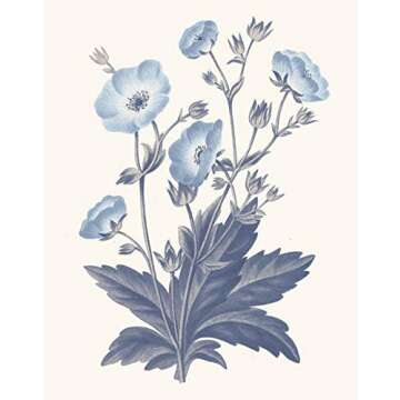 Buy Botanical Blue Wildflower Set; Unique 11x14 Art Prints