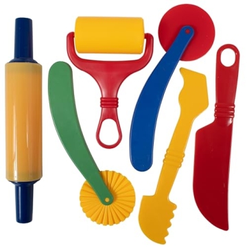 READY 2 LEARN Dough Tools - Set of 6 - Arts and Crafts for Kids - Sculpting Tools to Roll, Cut, Mold...